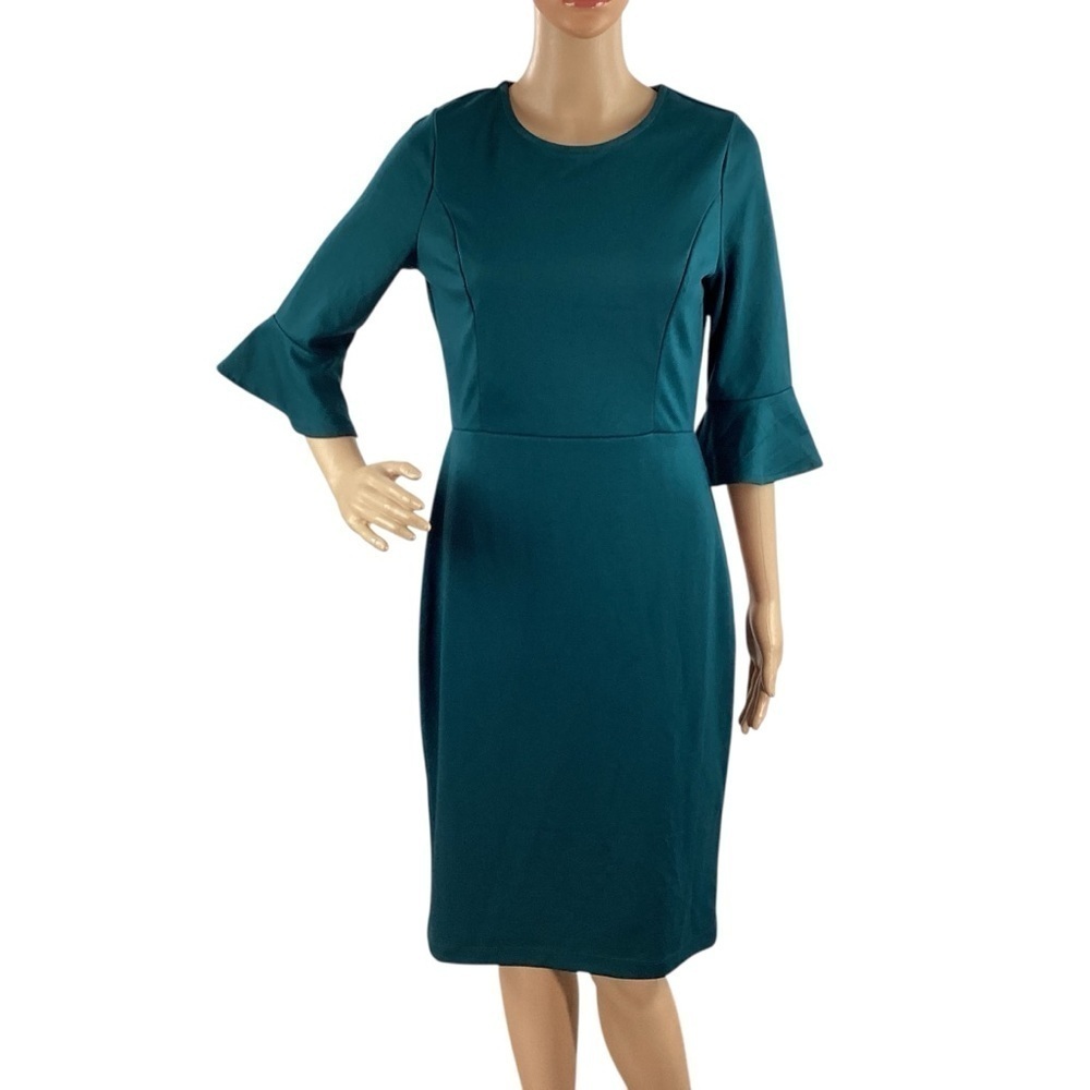 Old Navy Flutter Sleeve Sheath Dress Teal Green Knee Length Size S
